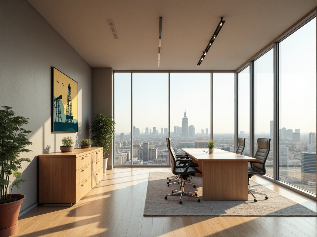 Oficina moderna con vista a la ciudad de Mérida